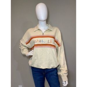 NEW Chaser Apres Ski 1/4 Zip Pullover Off White Embroidered Women's Size Small